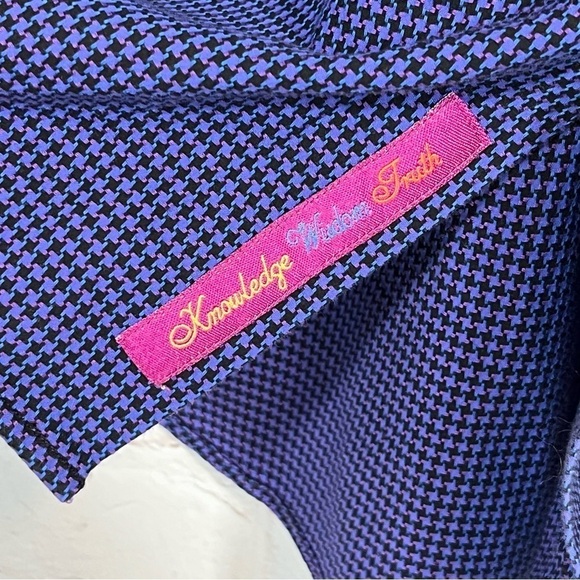 Robert Graham Shirt Mens Large Purple Button Up Houndstooth Flip Cuff Classic - Picture 7 of 12